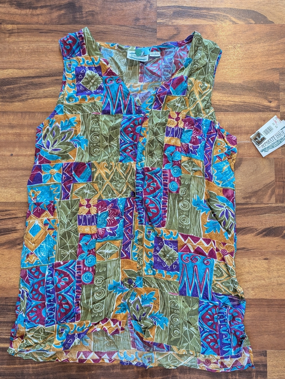 NWT vintage deadstock 90s Large boho art teacher eclectic grandpa aesthetic top
